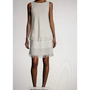 Theory Jurinzi Prosecco Knit Fringe Tiered  Stretch Dress  Size L # 1169